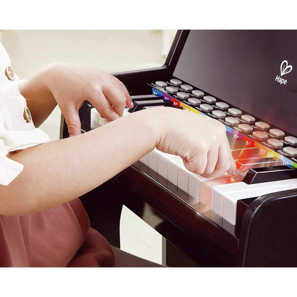 Piano con Taburete Aprende con Luces Negro Piano con Taburete Aprende con Luces Negro