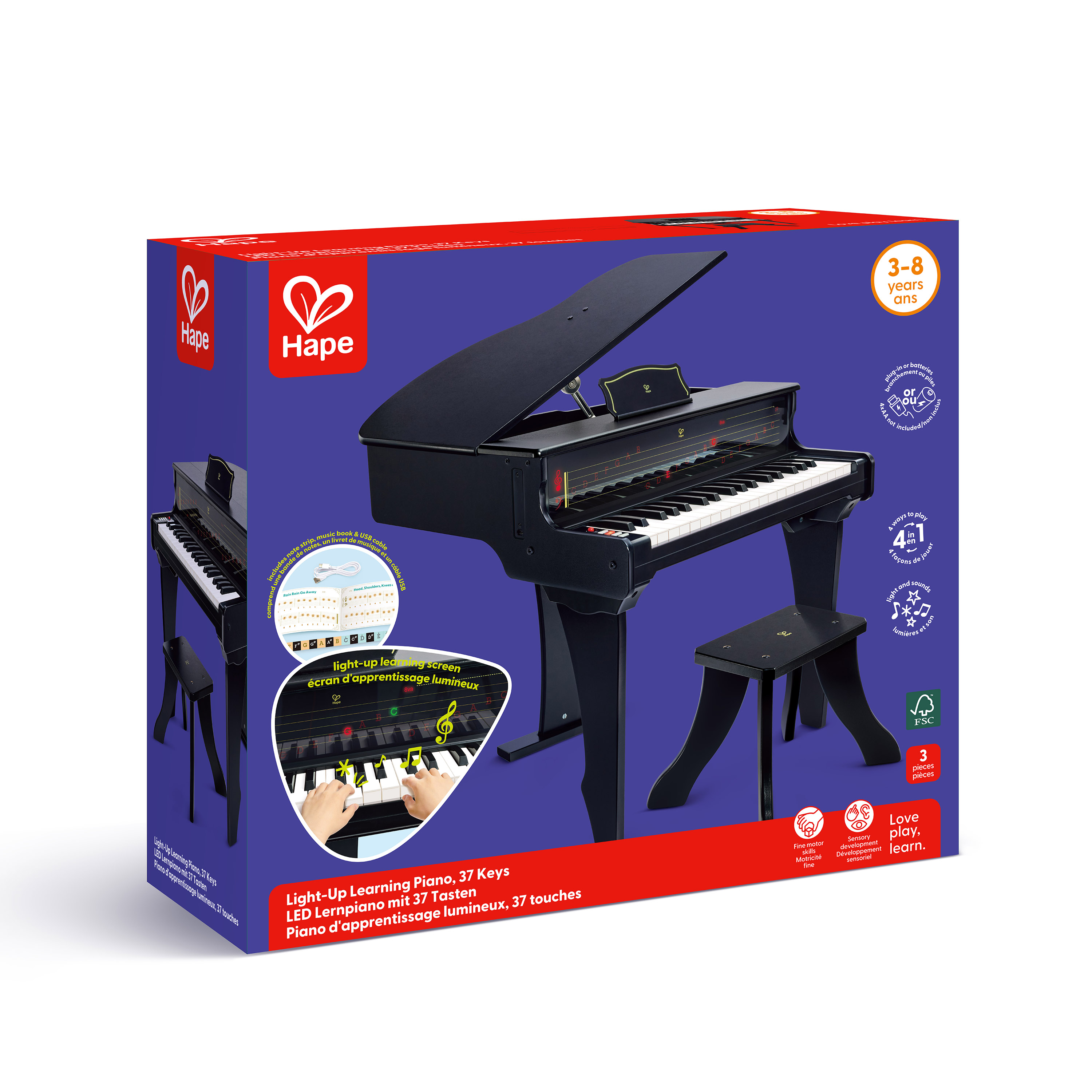 Light-Up Learning Piano, 37 Keys